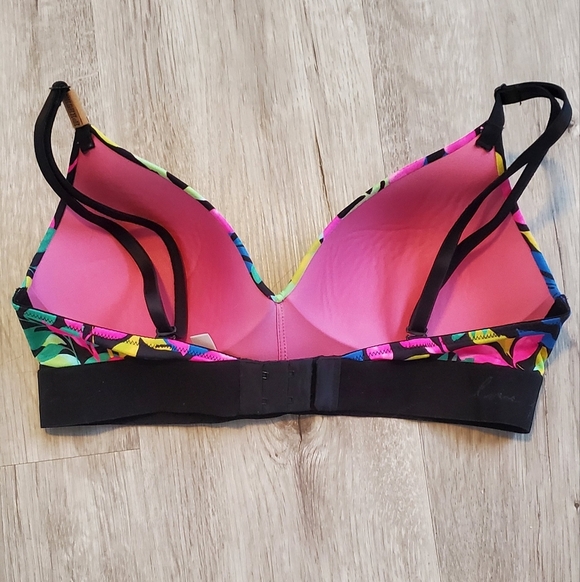 34C PINK VS Where Everywere Wireless Lightly Lined Bright Leaf Print Bra NWOT - Picture 6 of 7